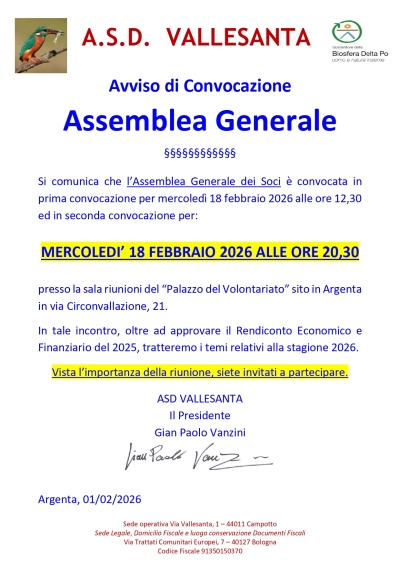 CONVOCAZIONE ASSEMBLEA GENERALE DEI SOCI 2026